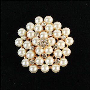 Faux Pearl and CZ Stone Brooch Pin Jewelry